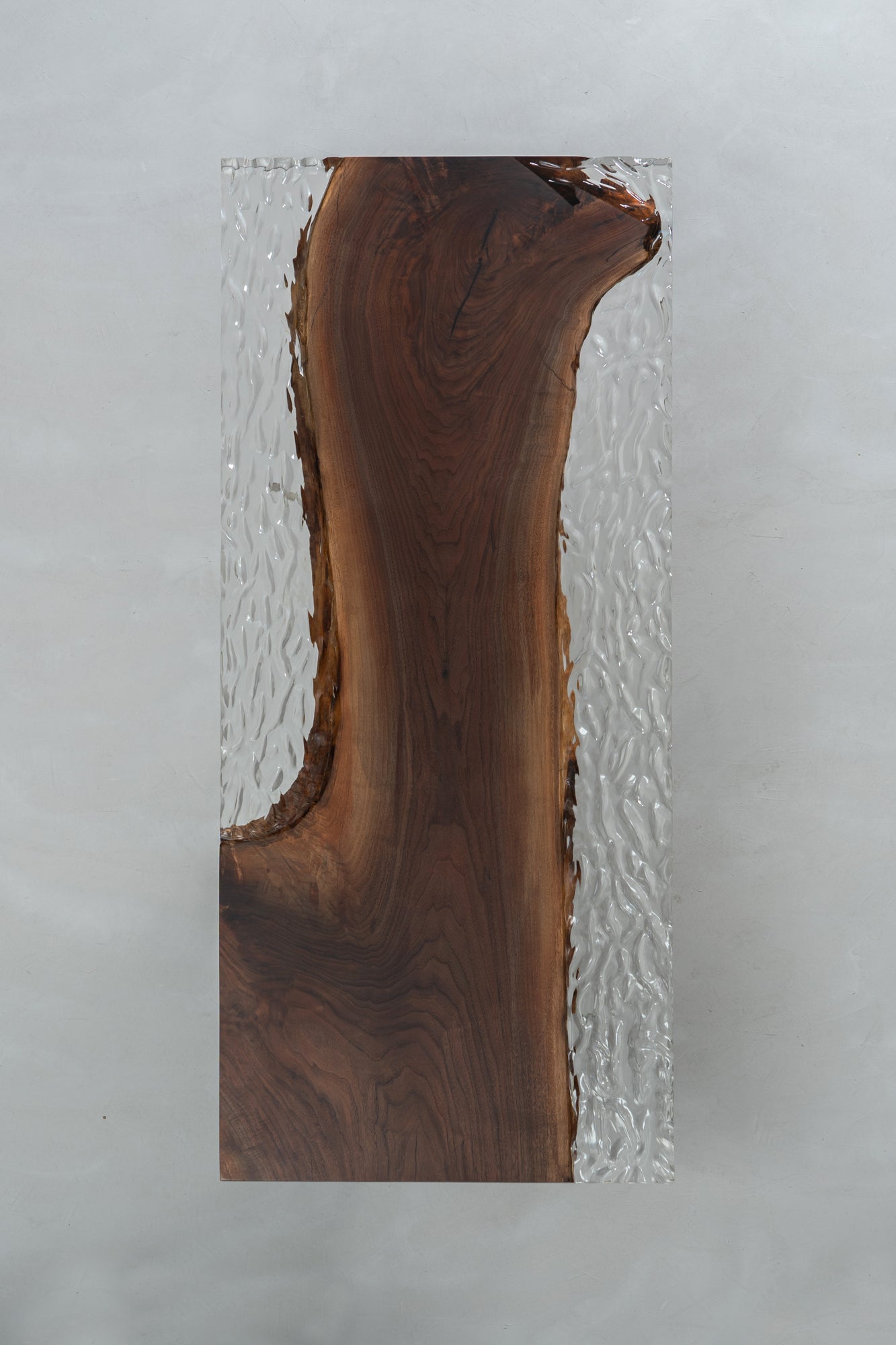 KAZANA Handmade Ice Cracks Black Walnut Epoxy Resin Table 31.5"W 82.3"L