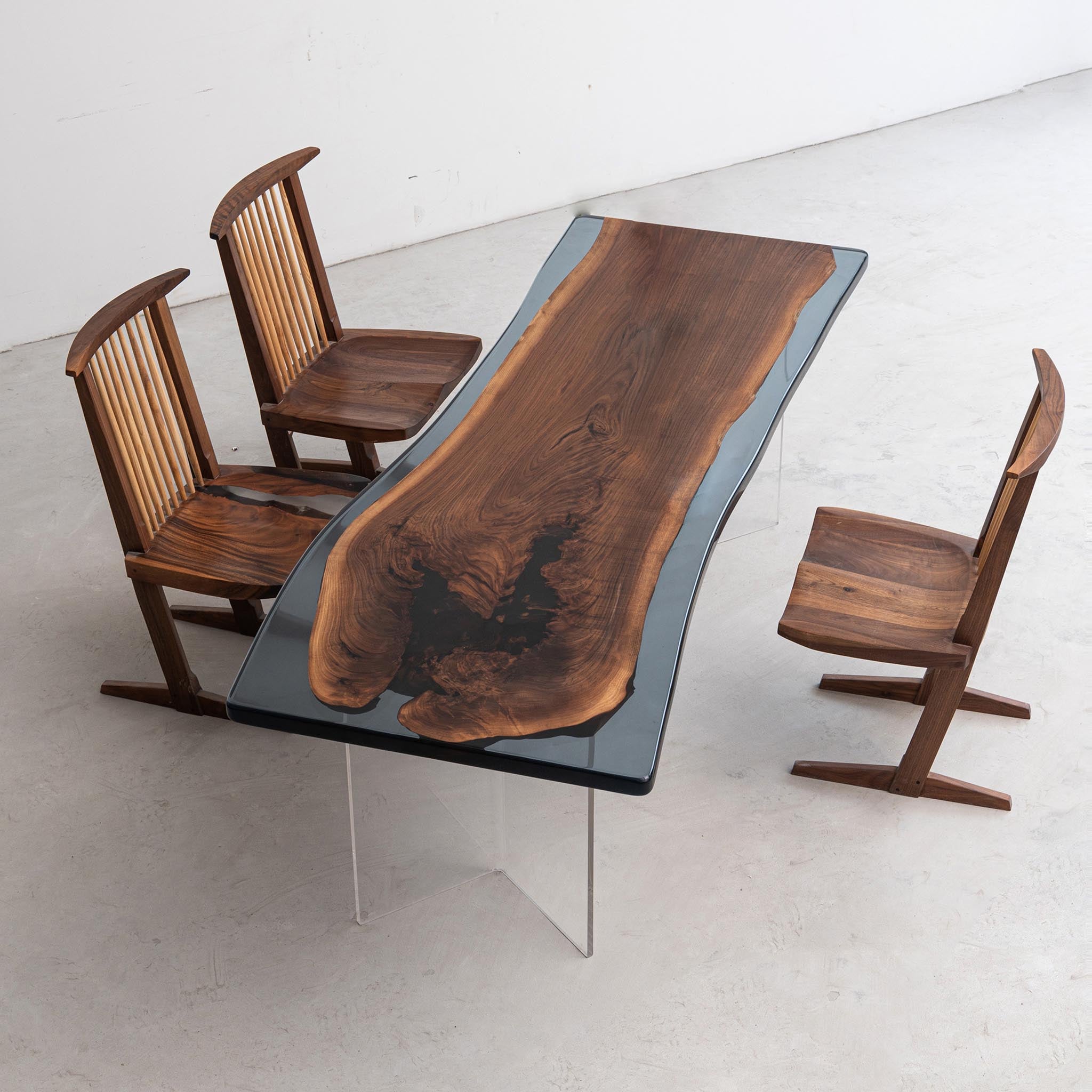 Epoxy Resin Black Walnut Wood Table - Kazanahome