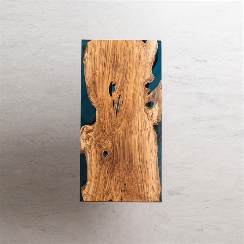 KAZANA Handmade Olive Wood Epoxy Live Edge Table