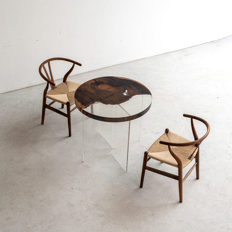KAZANA Handmade Rain Wood Epoxy Table Round Coffee Table