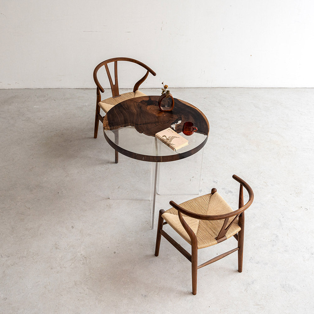 KAZANA Handmade Rain Wood Epoxy Table Round Coffee Table