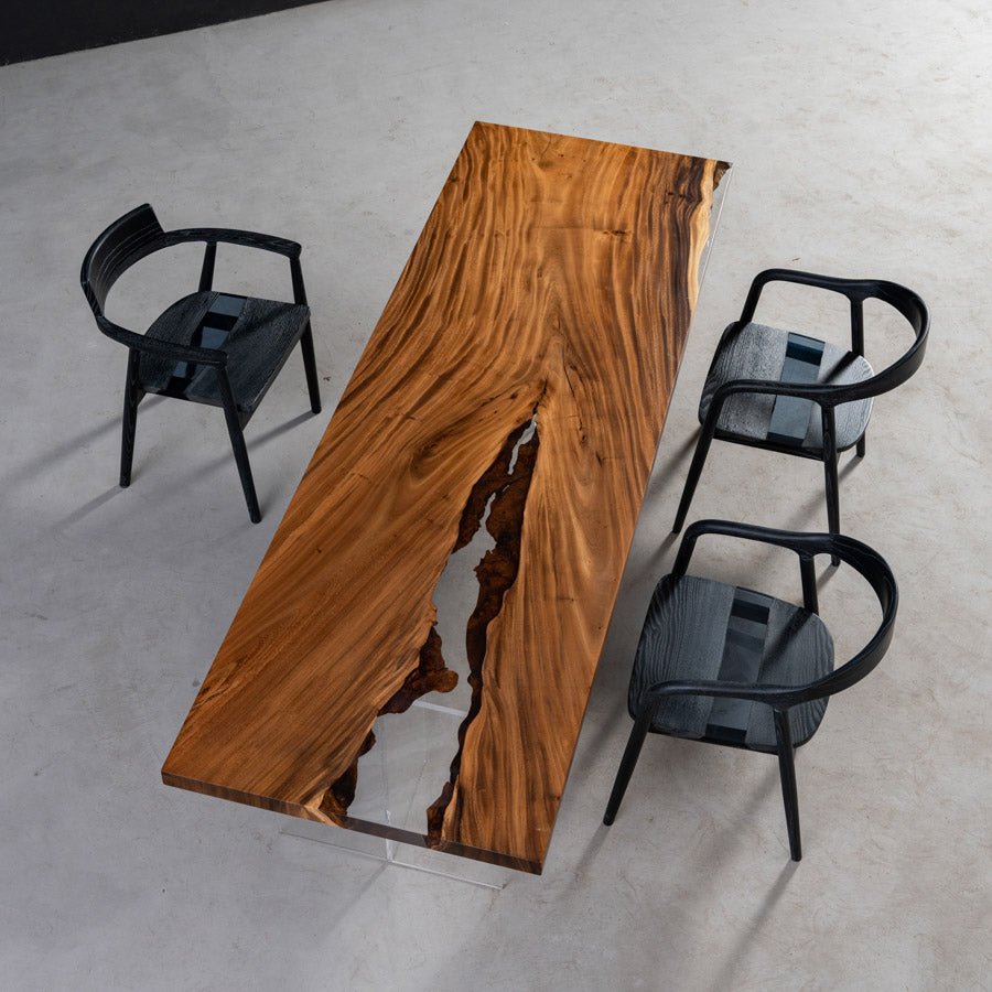 Handmade Walnut Wood Clear Epoxy Table - Kazanahome