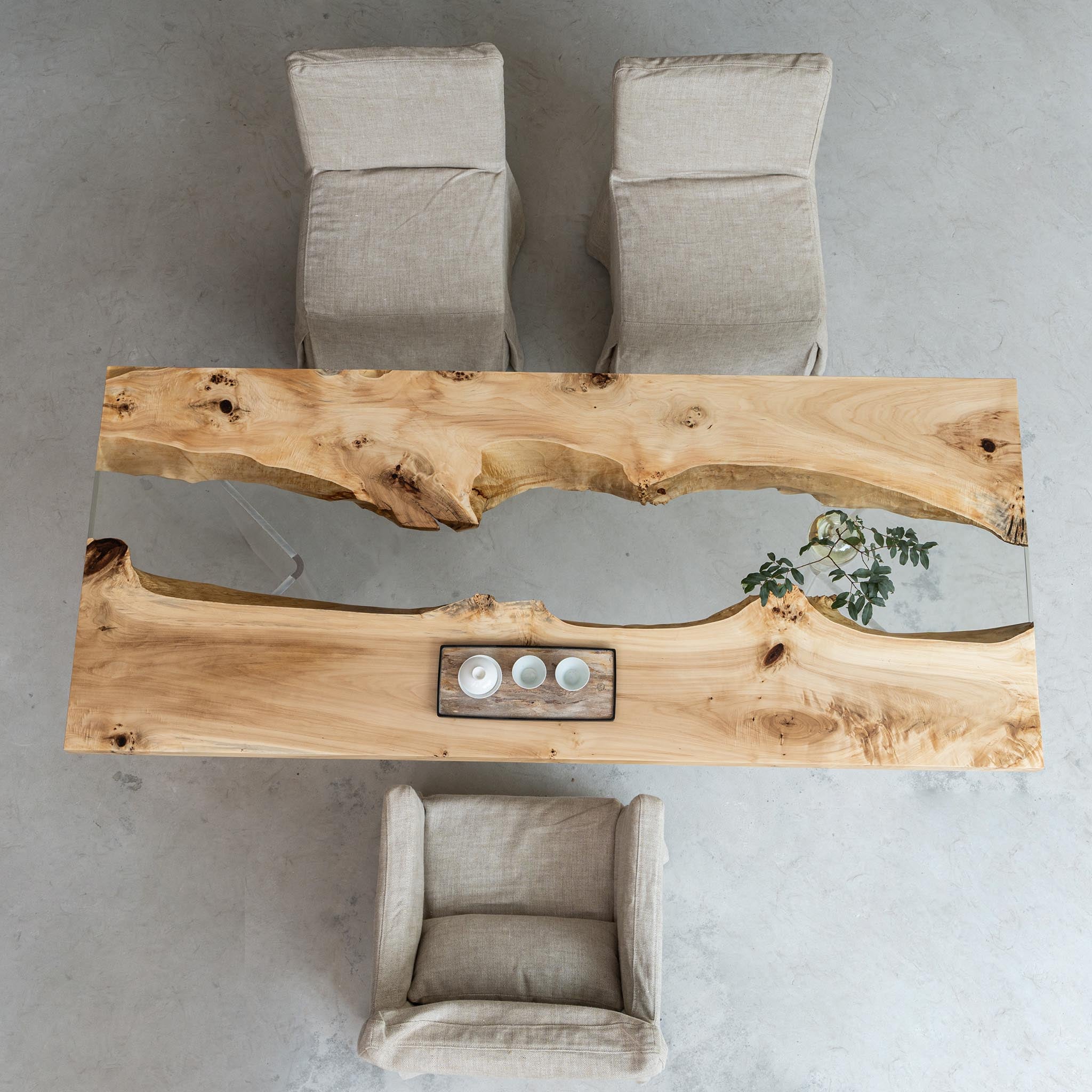 Poplar Wood Table with Epoxy Resin - Kazanahome