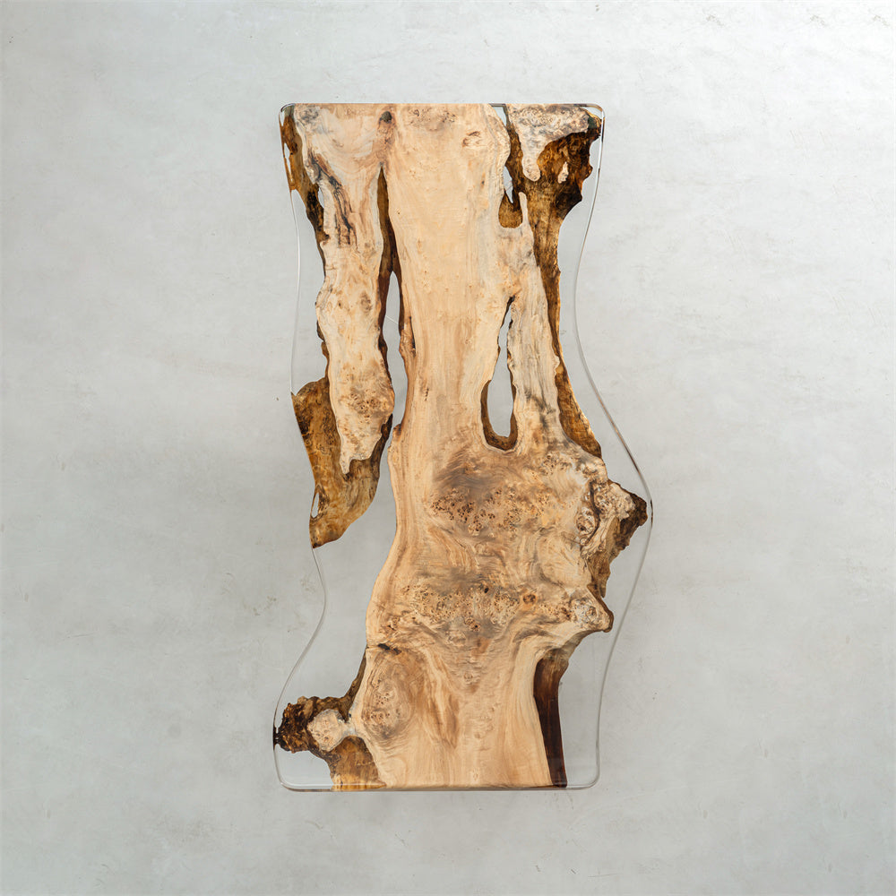 KAZANA Poplar Wood Epoxy Live Edge Dining Table