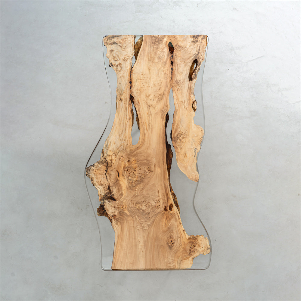 KAZANA Poplar Wood Epoxy Live Edge Dining Table