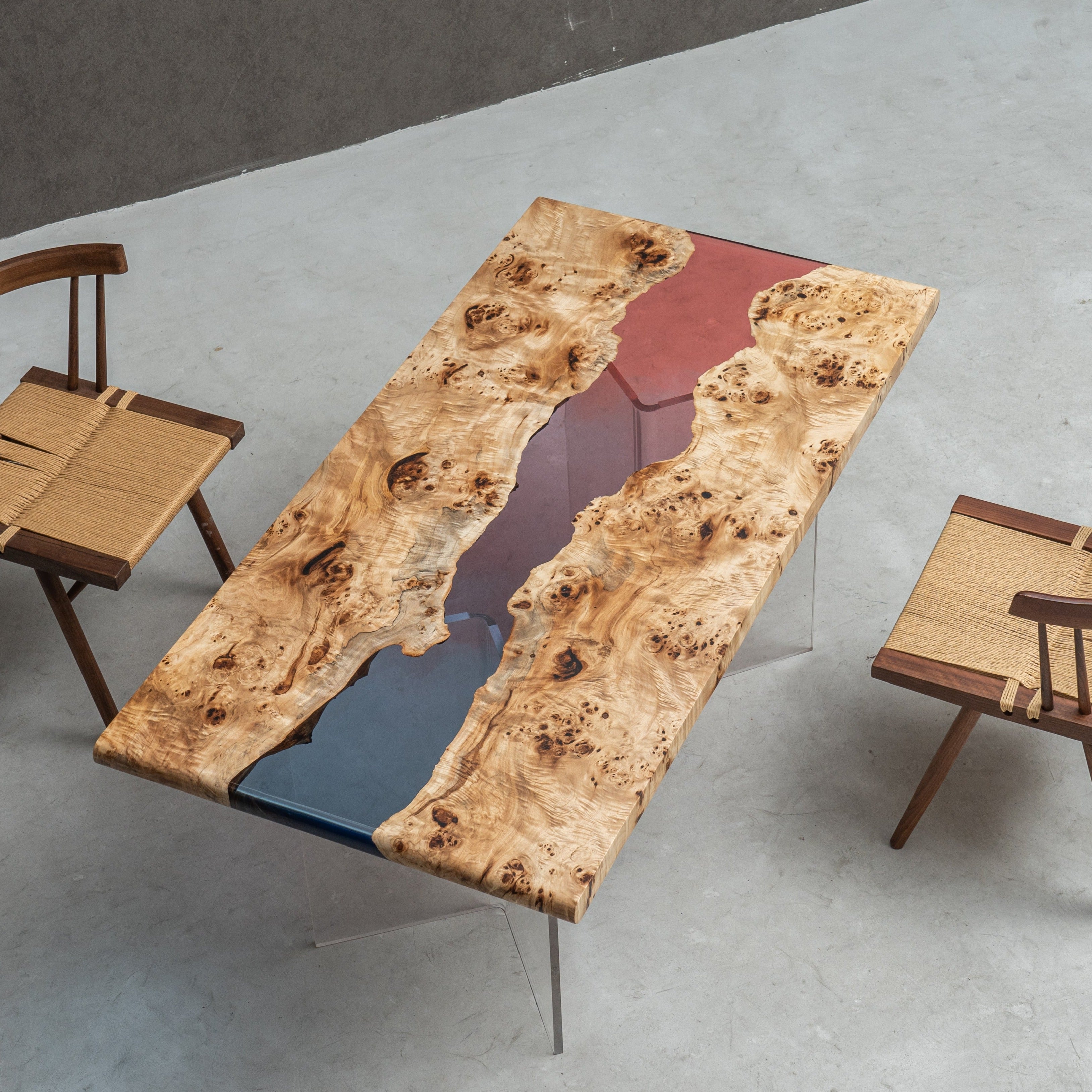 KAZANA Poplar Wood Epoxy Resin Table Gradient Color 31.5"W 63"L