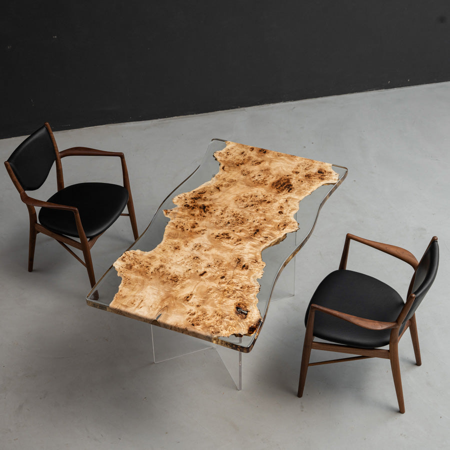 Poplar Wood Epoxy Table Live Edge  -Kazanahome