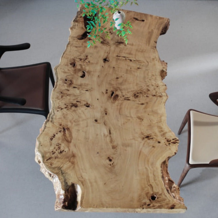 KAZANA Poplar Wood Live Edge Table 34.25"Wx68.89"L