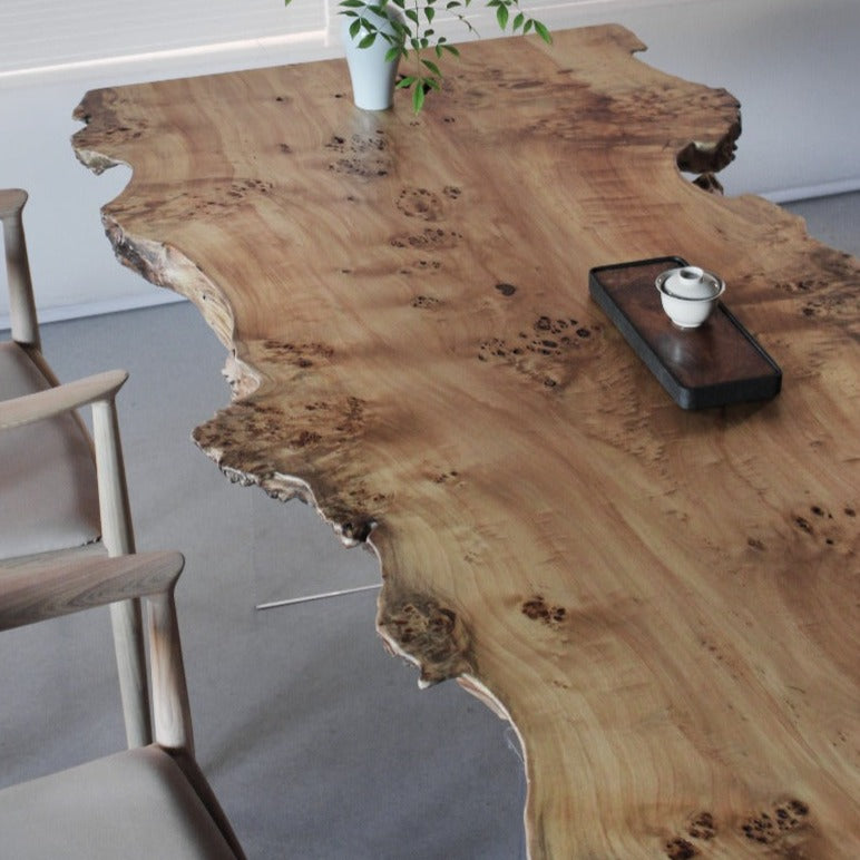 KAZANA Poplar Wood Live Edge Table 39.37"Wx77.95"L