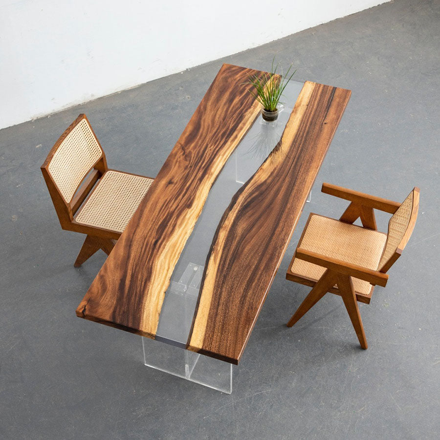 KAZANA Real Walnut Wood Epoxy Table Living Dining Resin Table