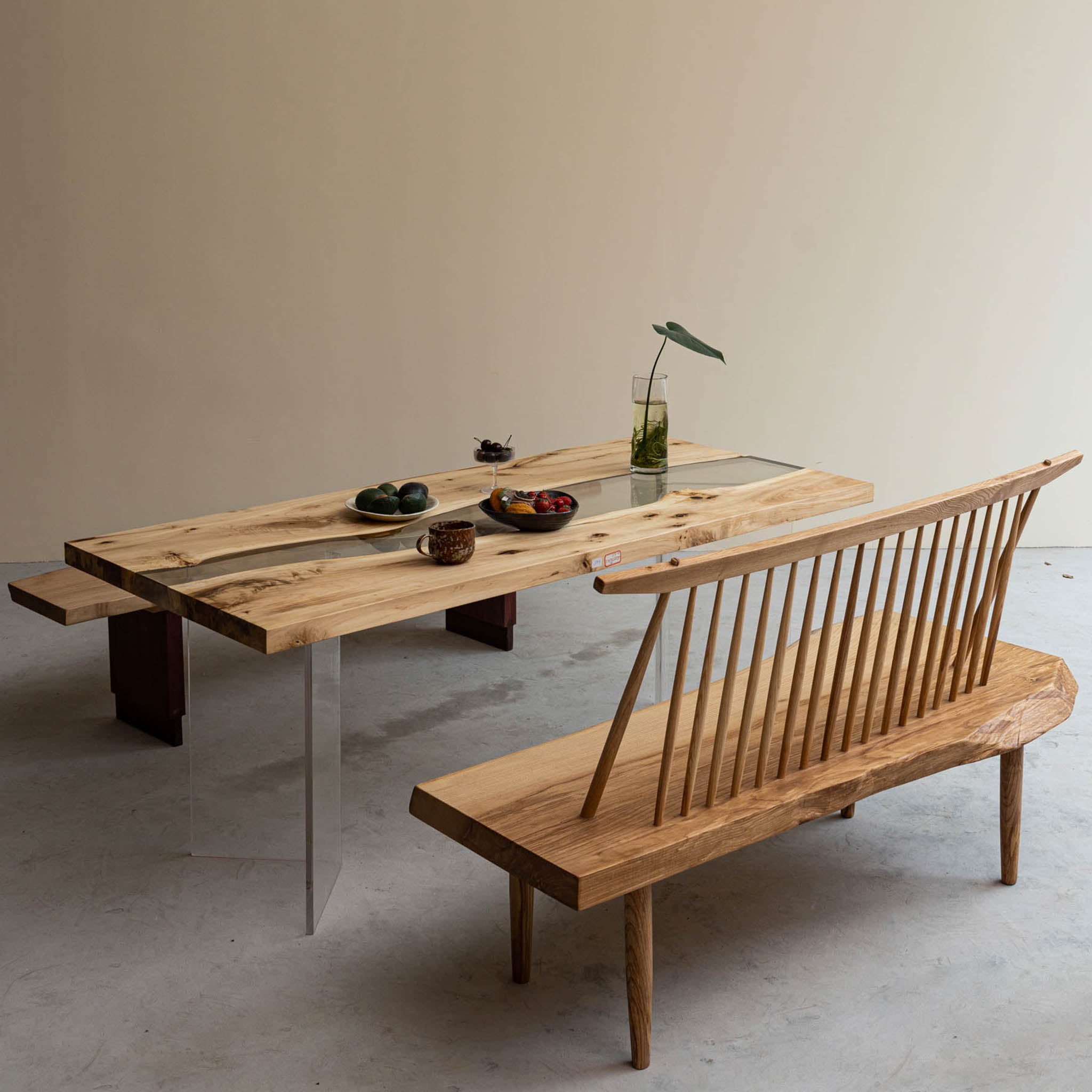 KAZANA Resin Poplar Live Edge Table Epoxy Wood Dining Table 
