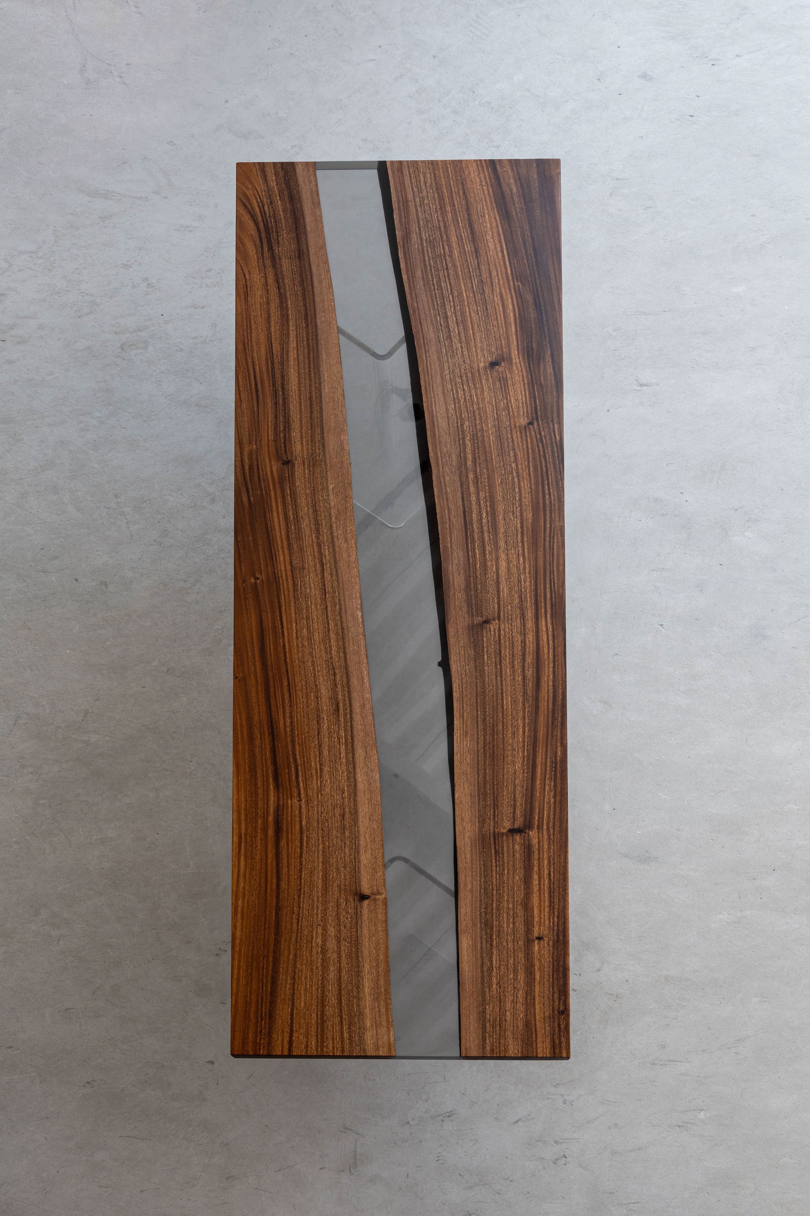 KAZANA Walnut Epoxy Resin Table River Straight Edge 31.8"W 102.7"L