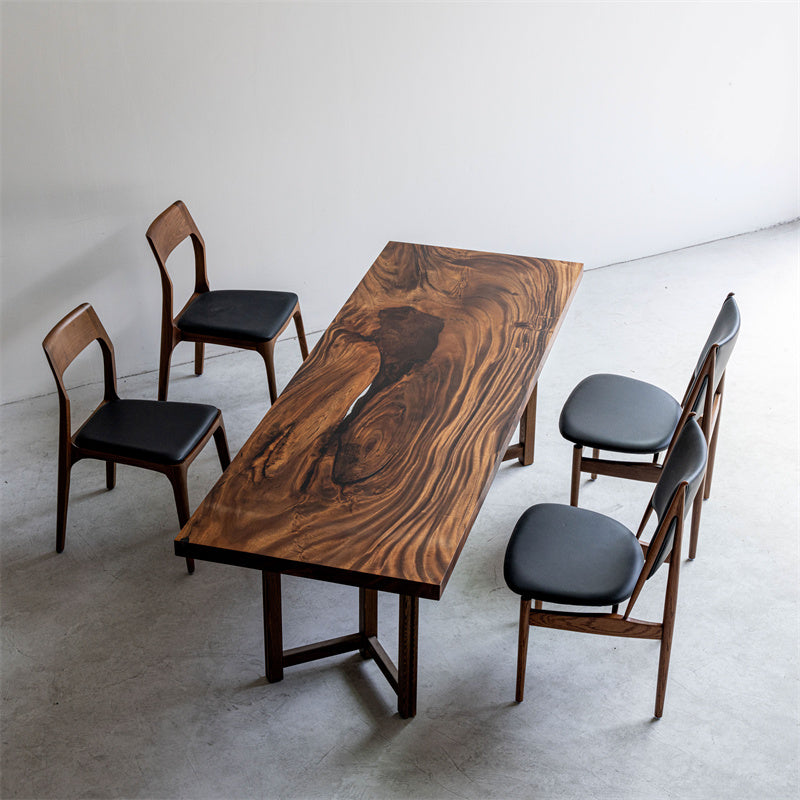 KAZANA Walnut Wood Epoxy Dining Table 32.5"W 92.5"L