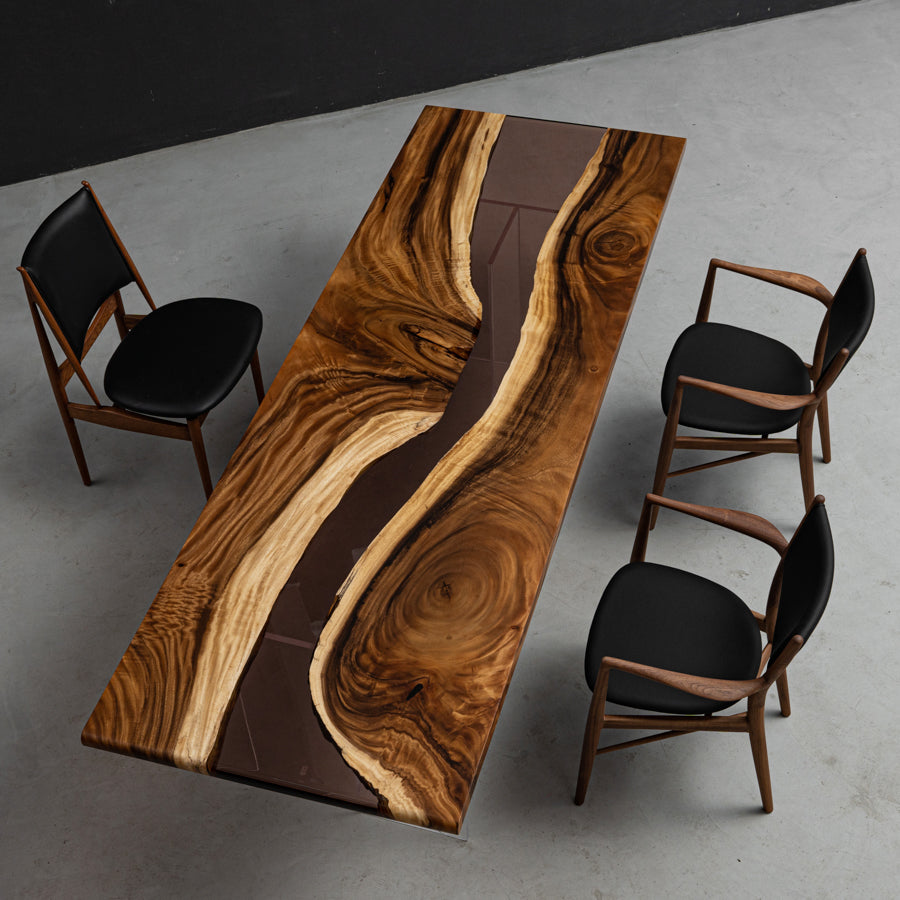 Walnut Wood Epoxy Resin River Table - Kazanahome