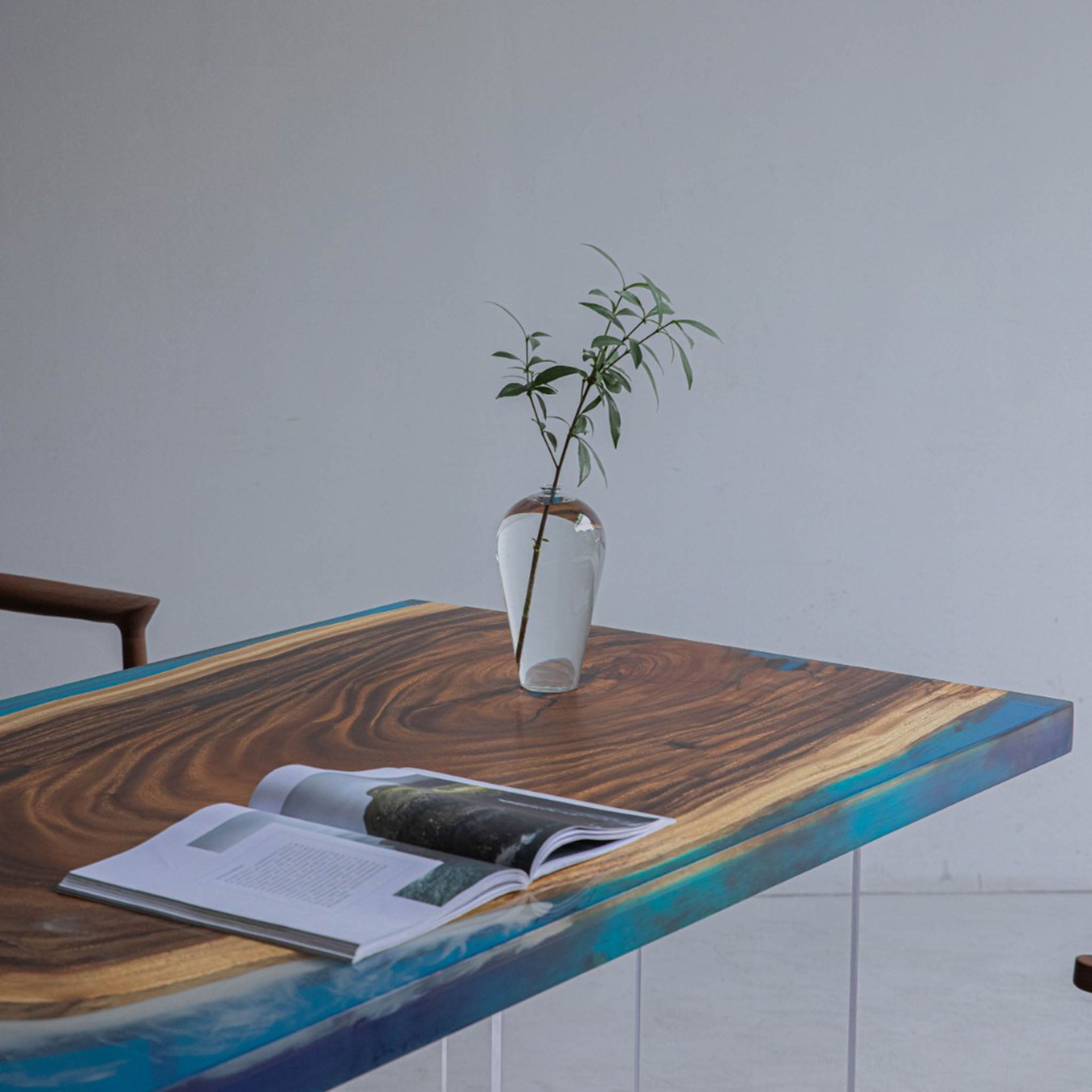 Walnut Wood Table with Epoxy - Kazanahome