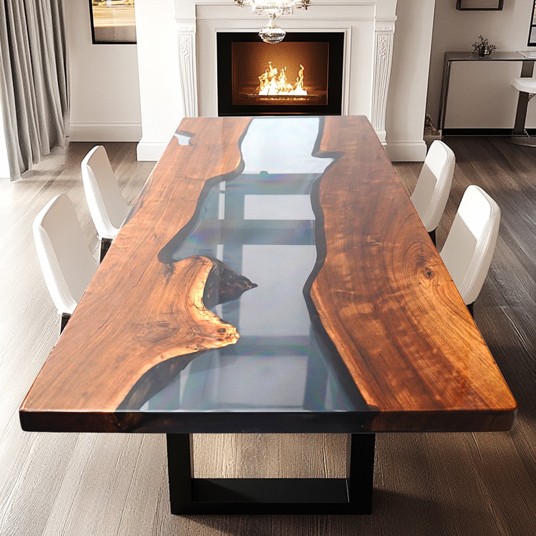 Black Walnut Foggy Epoxy Tables - KAZANA HOME