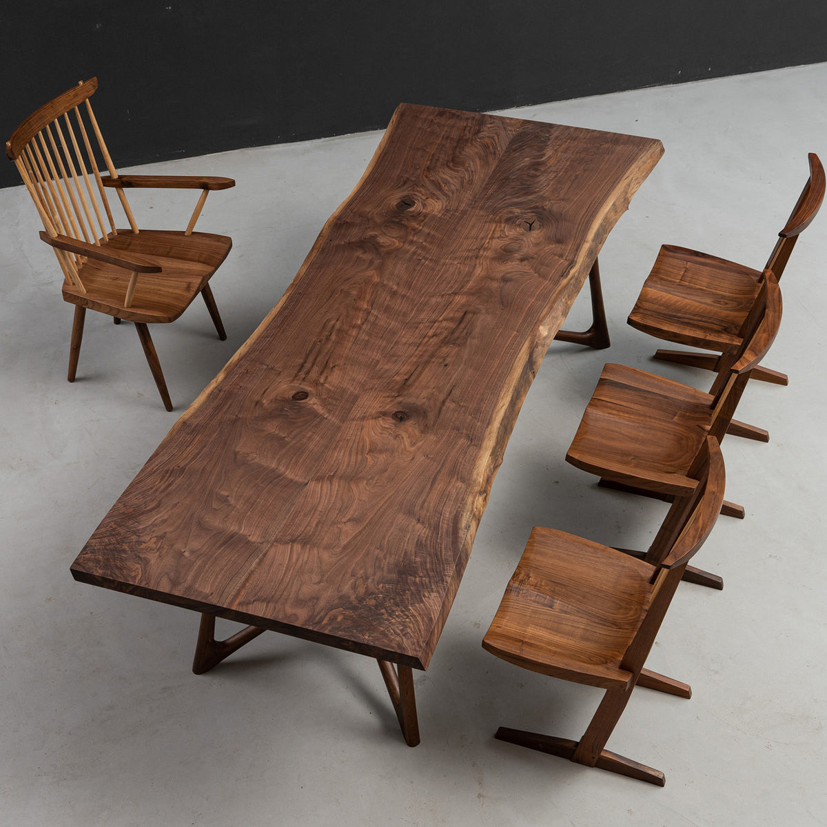 山のU asa of life table (天板) mat black KAZANAHOME-Solid-wood-black-