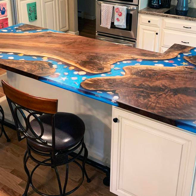 Custom Handmade Epoxy Marine Kitchen Island Countertops CT67