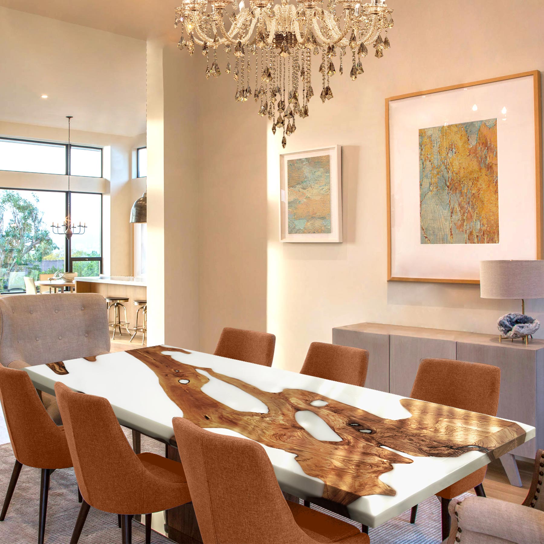 KAZANAHOME-Olive-epoxy-resin-dining-table-2 in Austin