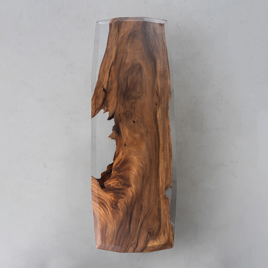 Walnut Wood Epoxy Table Bevel Cut Edge 31.88"W 95.47"L