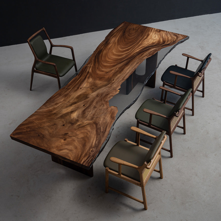 Walnut Wood Slab Epoxy Table Live Edge 43.70"W 115.35"L