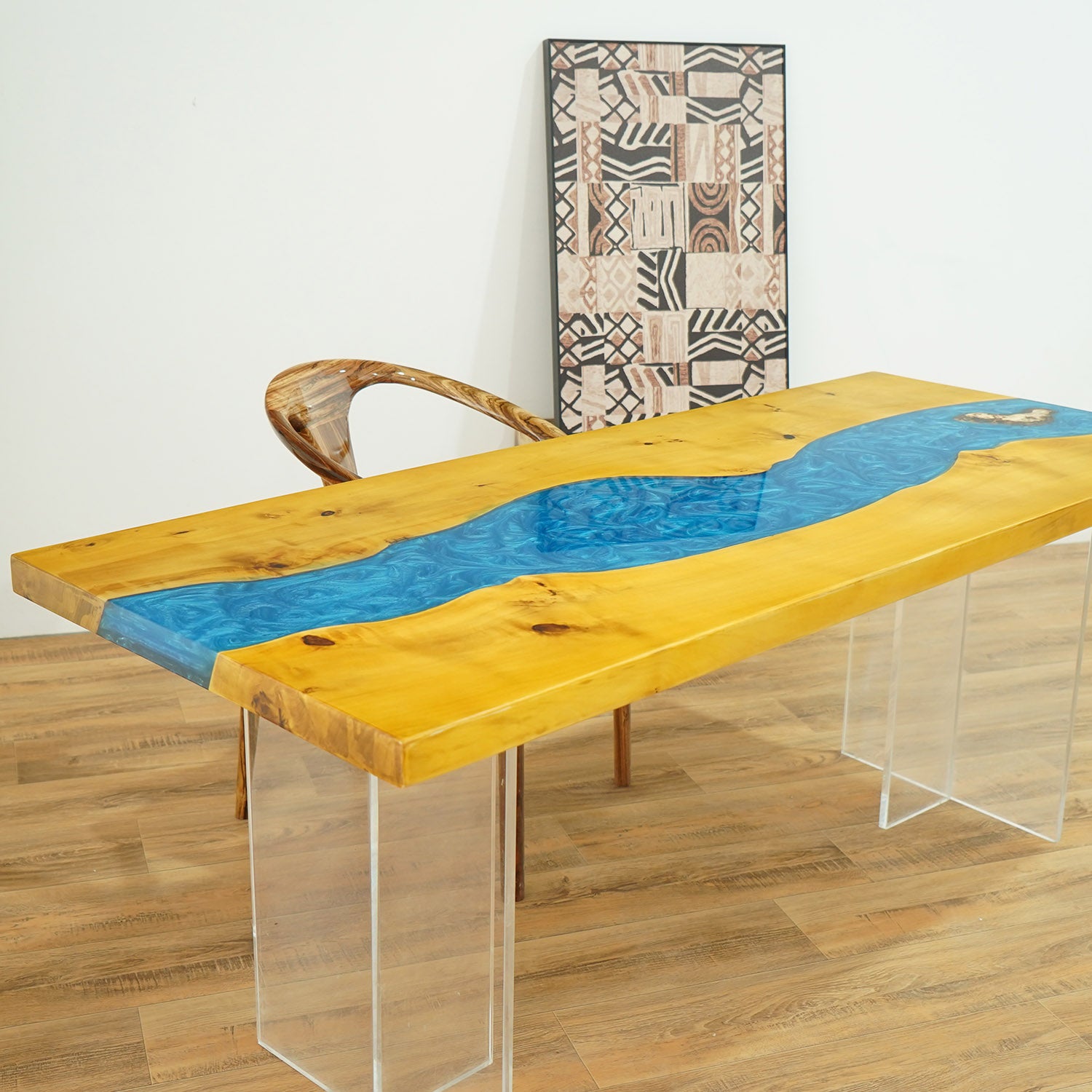 Custom Poplar Dining River Epoxy Table CT102 in New York