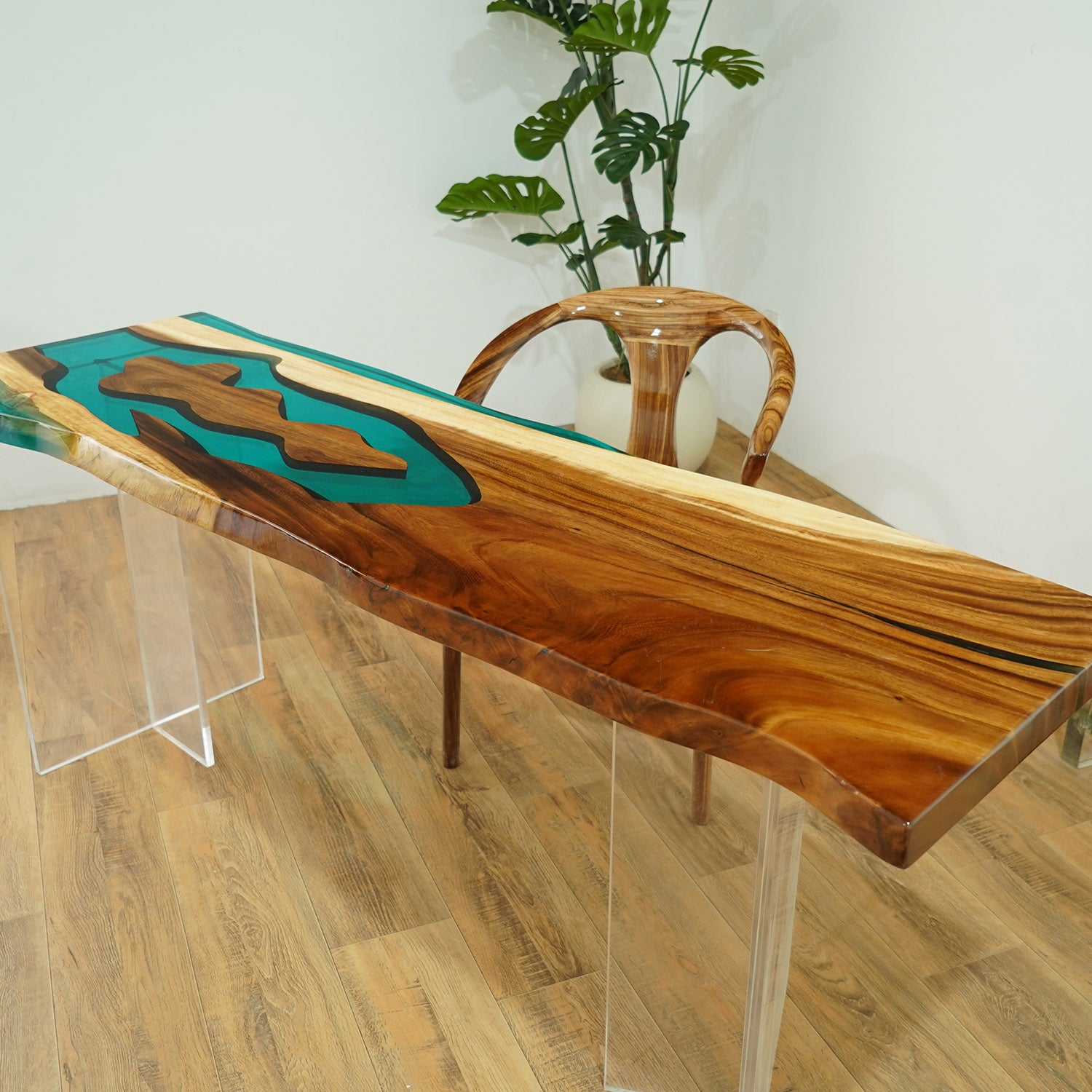 Walnut Wood Epoxy Table Live Edge Design in Chicago
