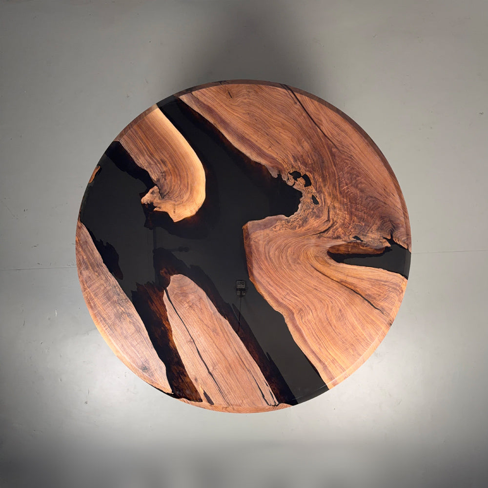 KAZANAHOME Black Walnut Black Epoxy Round Epoxy Table 72"Diamter