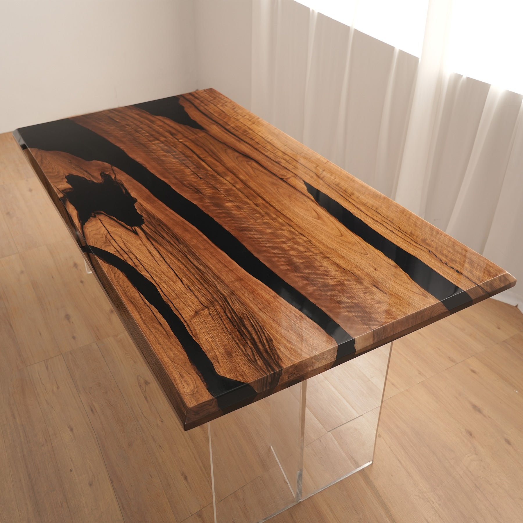 Black Walnut Black Resin River Epoxy Table in Los Angeles 