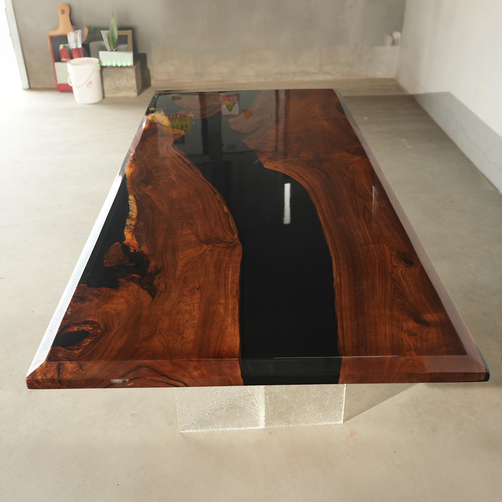 KAZANAHOME Black Walnut River Resin Epoxy Table 