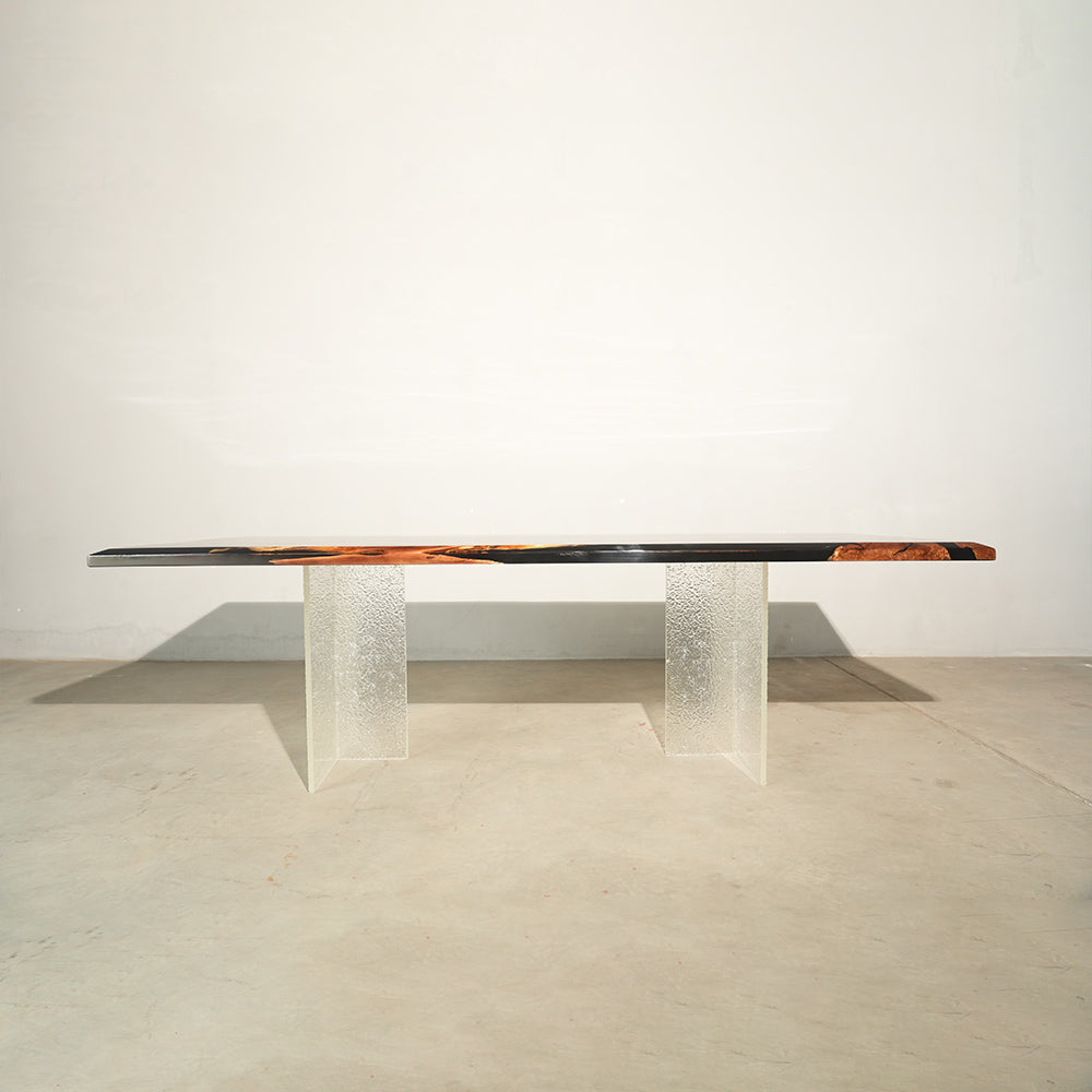 Dark Stained Black River Resin Epoxy Table 