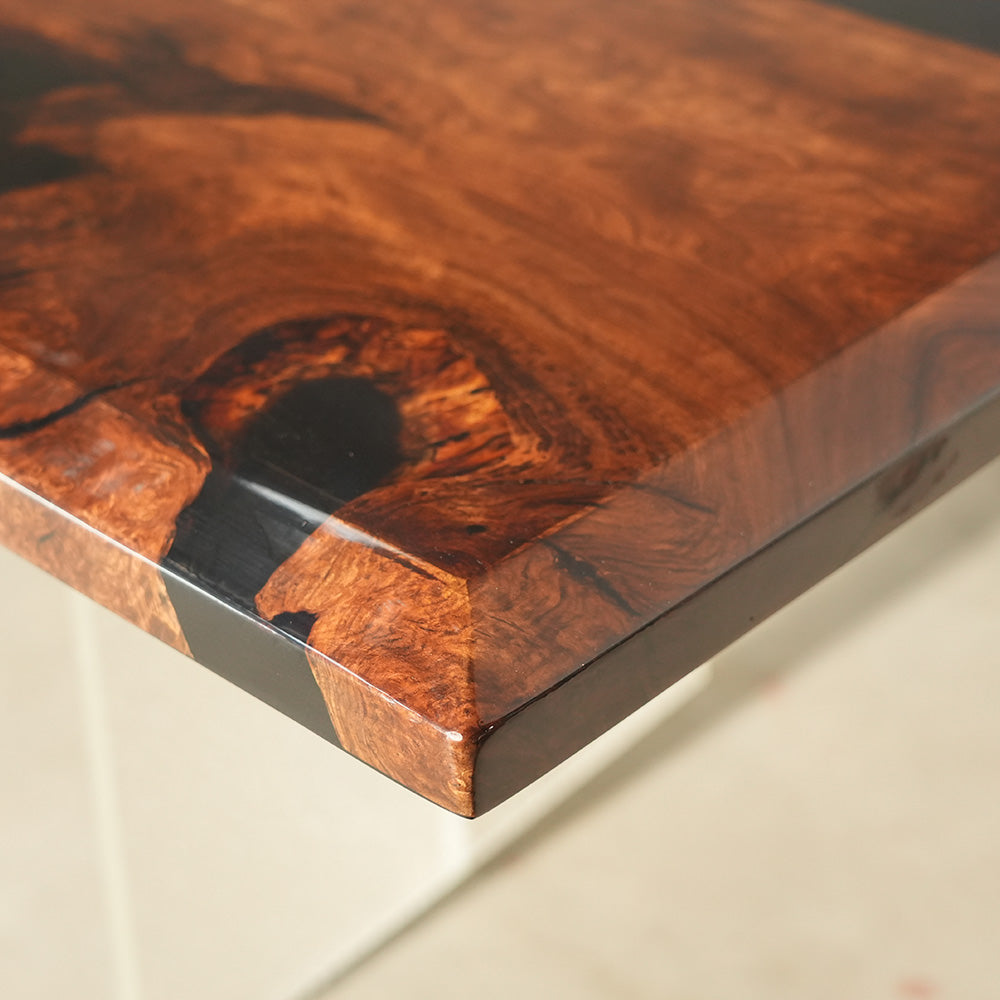  Black Walnut Stained Black River Resin Epoxy Table 