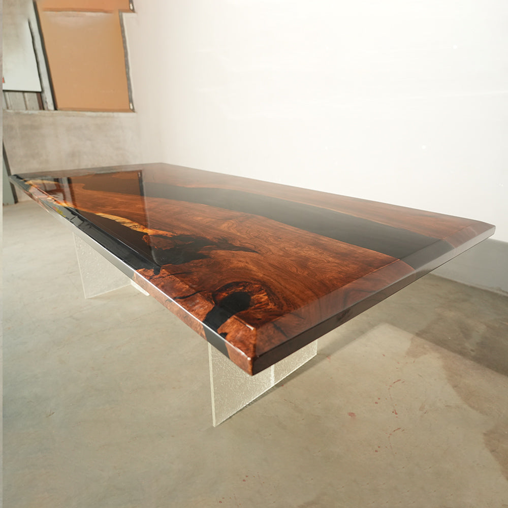 KAZANAHOME Black Walnut River Resin Epoxy Table 