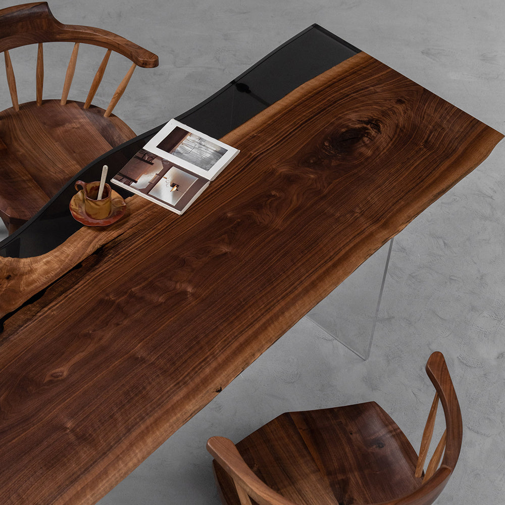 Black Walnut Table Black Epoxy Resin Table 