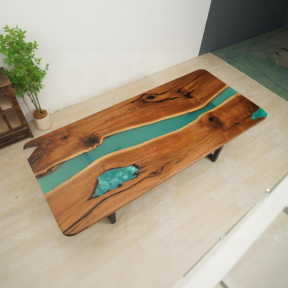 Black Walnut Green Resin Epoxy Tables in Illinois