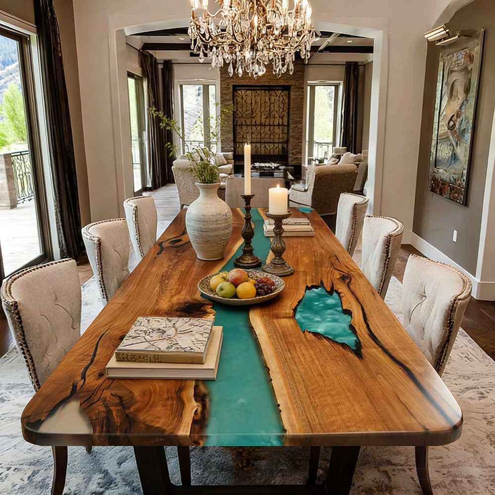 Black Walnut Green River Epoxy Table in Illinois