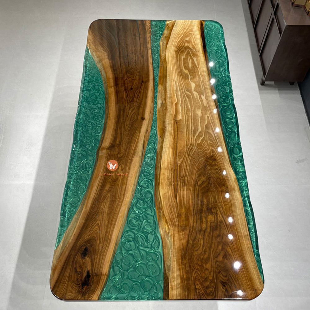 Black Walnut Green River Resin Epoxy Table in Chicago