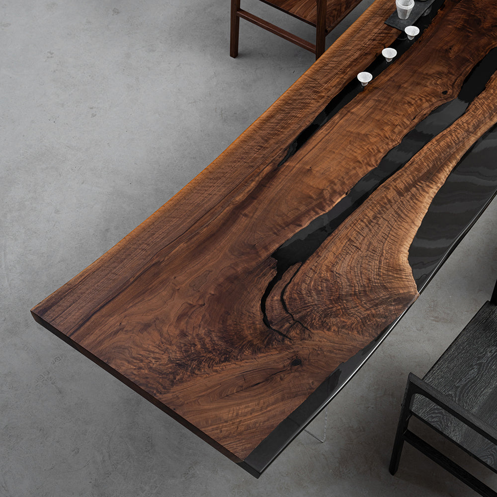 Black Walnut Black Resin Table