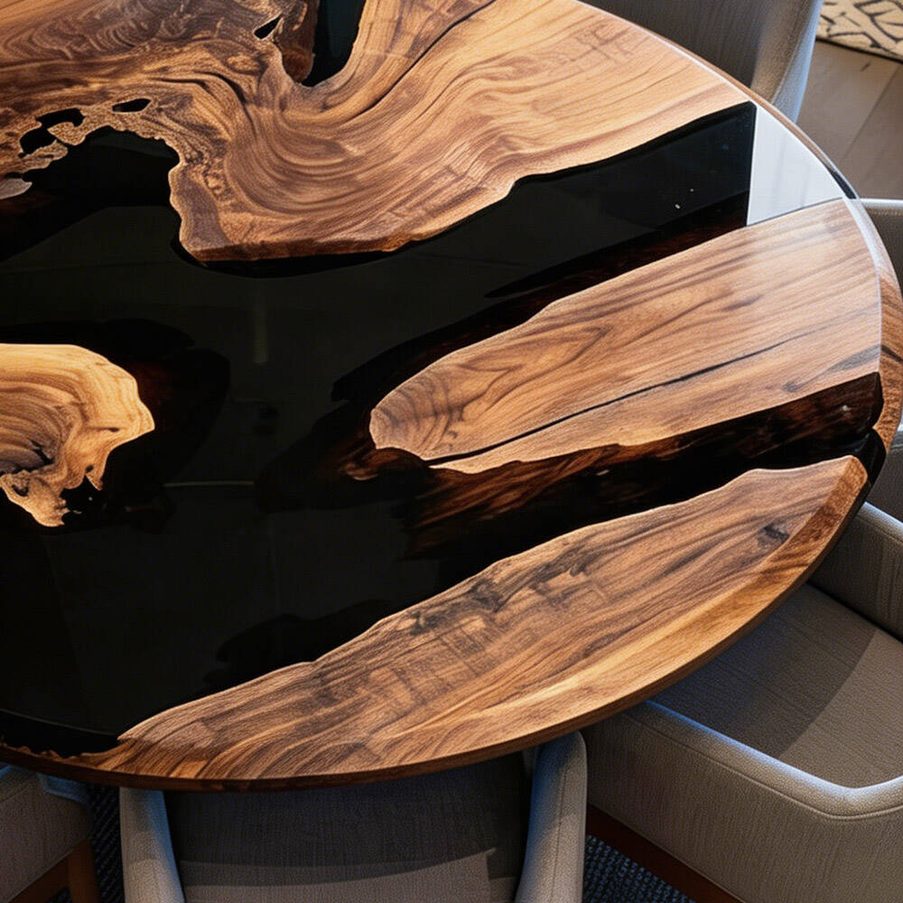 Black Walnut Black Resin Epoxy Table 72"Diamter