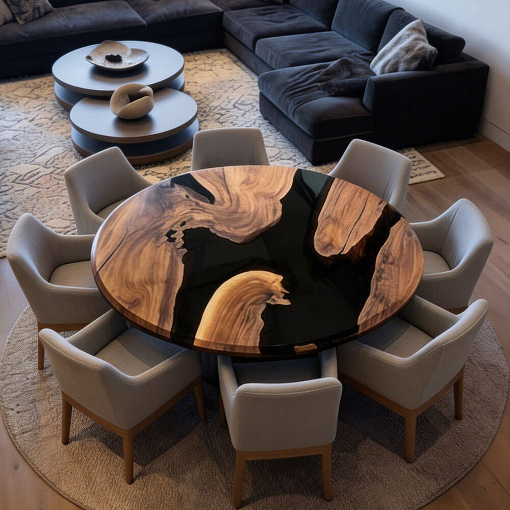 Black Walnut Wood Resin Round Epoxy Table 72"Diamter