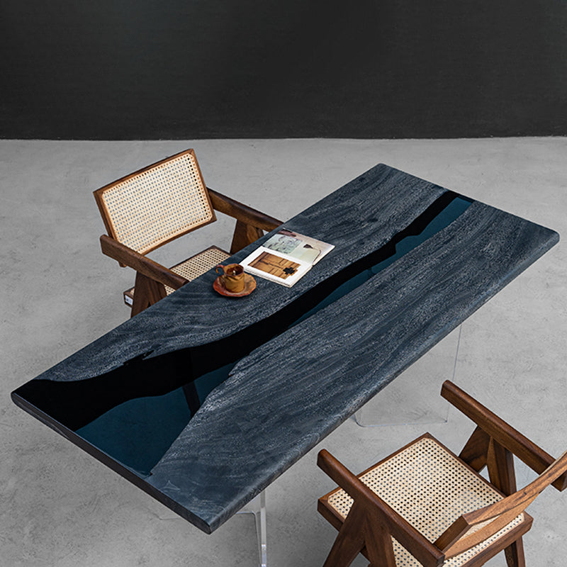 KAZANAHOME Carbonize Black Walnut Epoxy Table