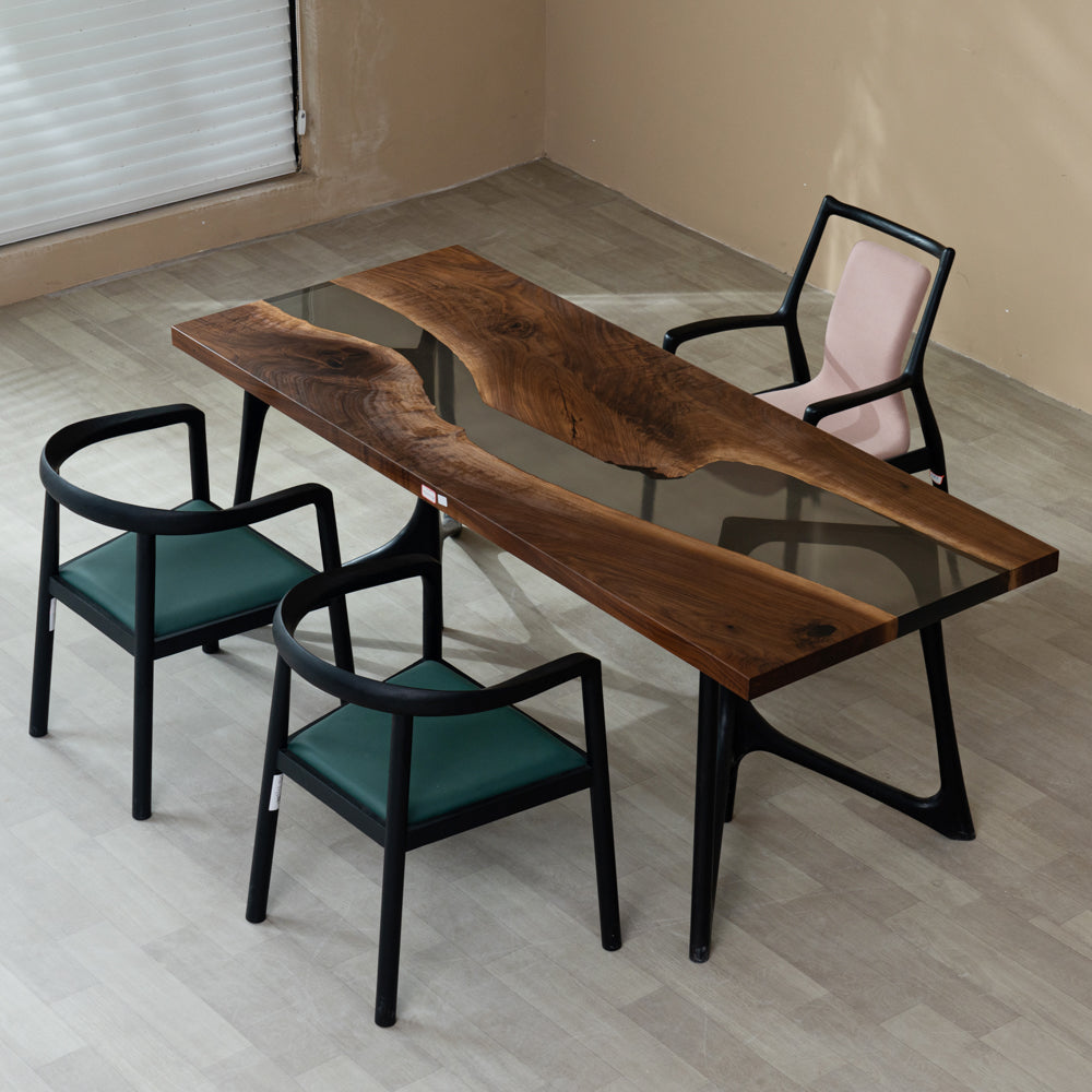 KAZANAHOME Custom Black Walnut Wood Epoxy Table KCT36 in Nashville