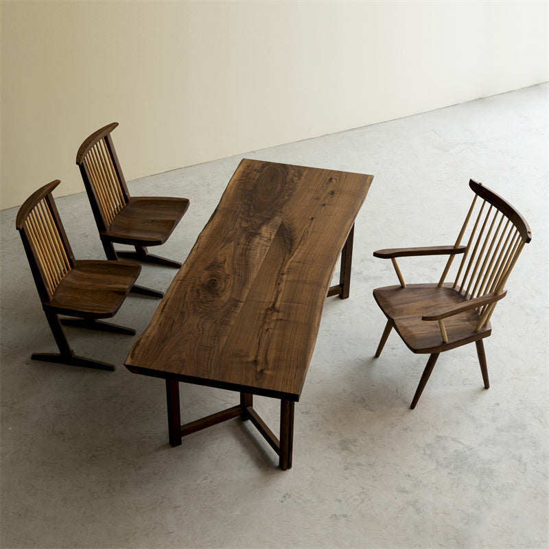 KAZANAHOME Elegant Black Walnut Slab Table Live Edge Dining Table 30.79"Wx 79.53"L