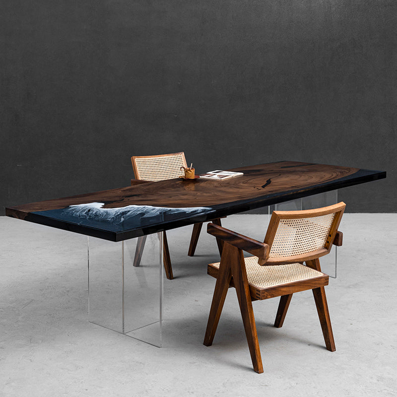 KAZANAHOME Black Walnut & Deep Sea Epoxy Table