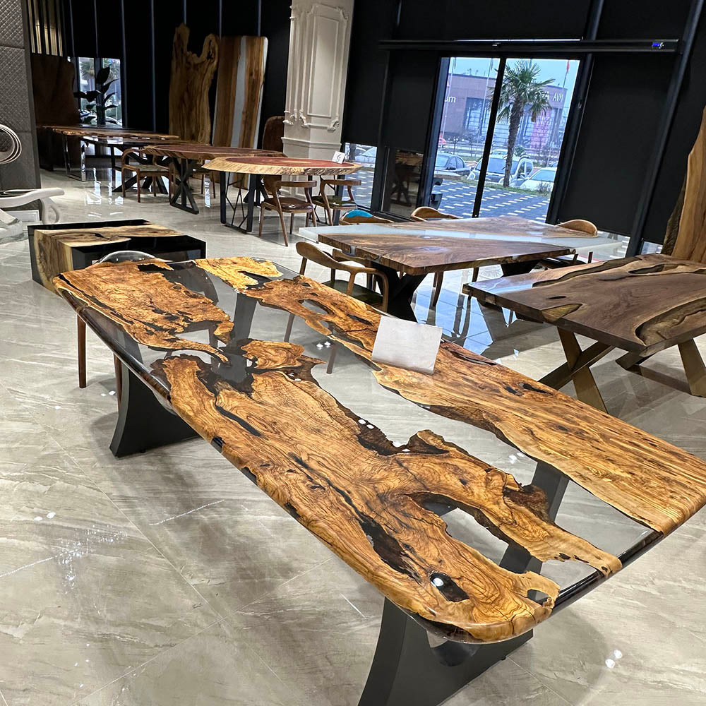 KAZANAHOME Custom Olive Epoxy Table in California
