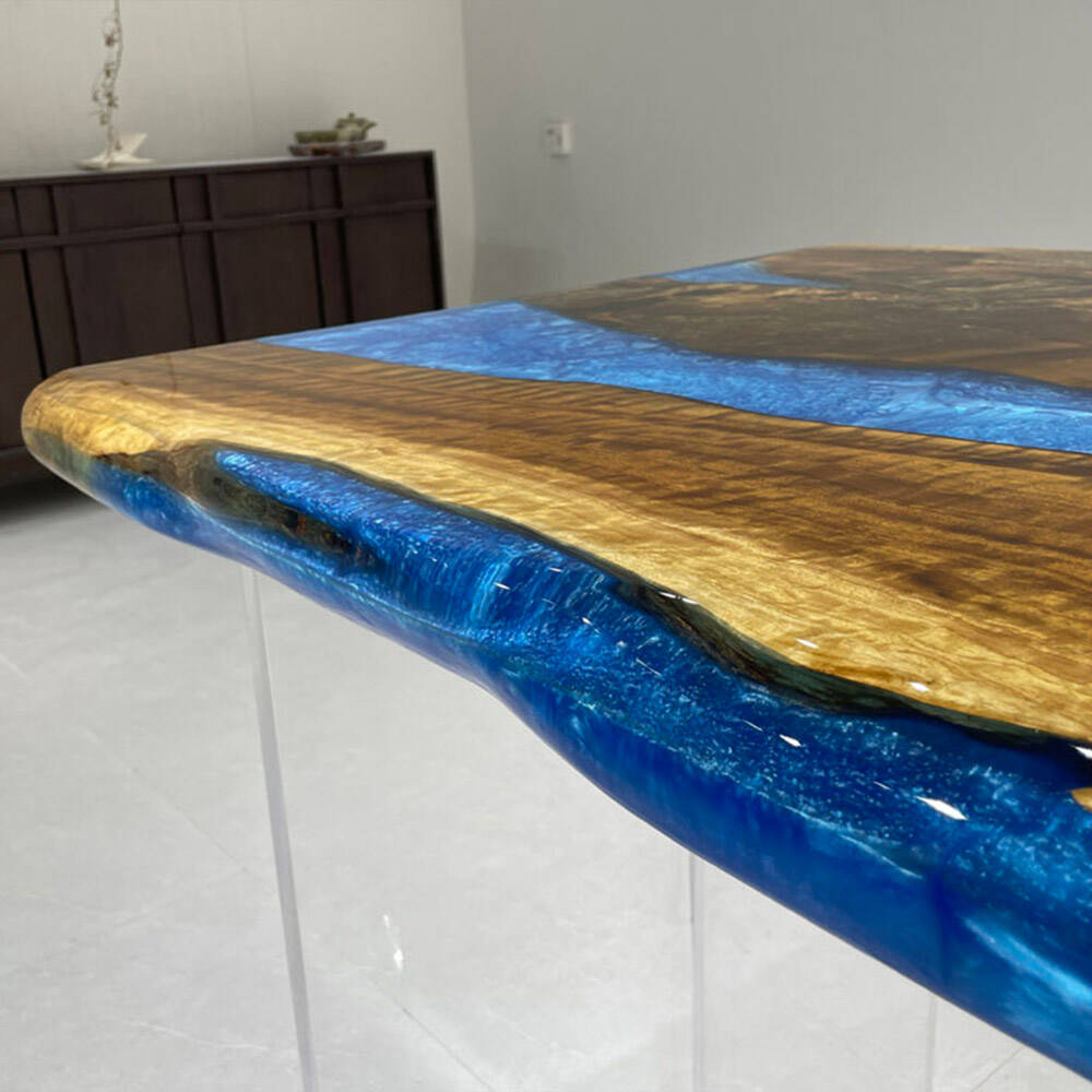 KAZANAHOME Golden Camphor Resin Dining Epoxy Table 30"W×48"L