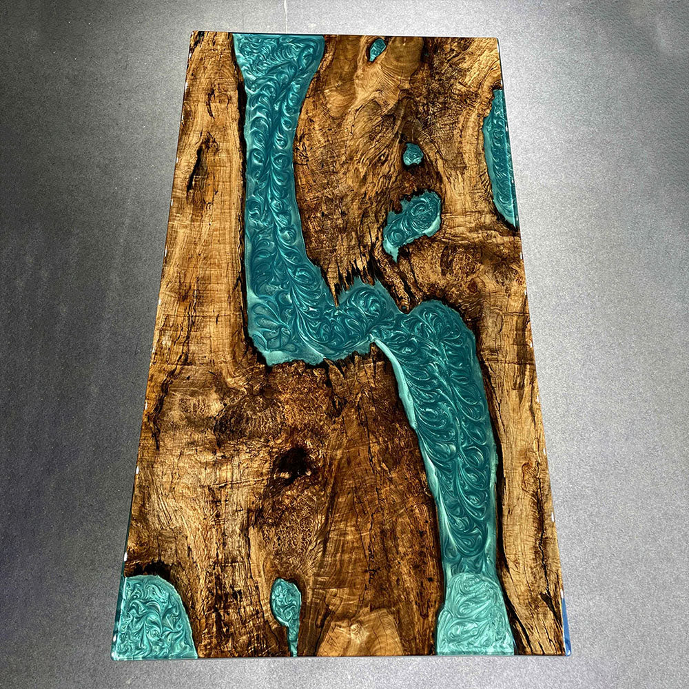  Golden Camphor Gradient Resin River Epoxy Dining Table