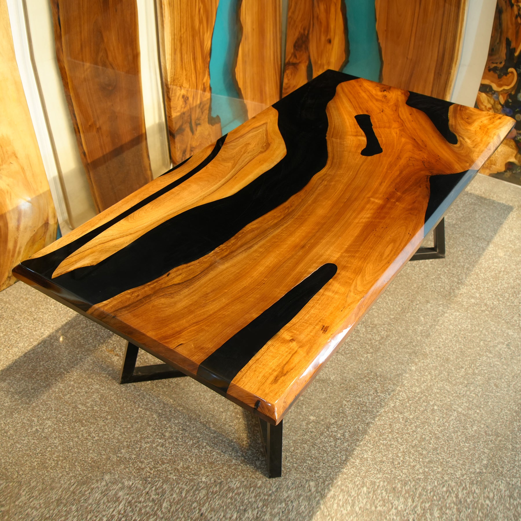 Wood Black Walnut Epoxy Table - Kazanahome