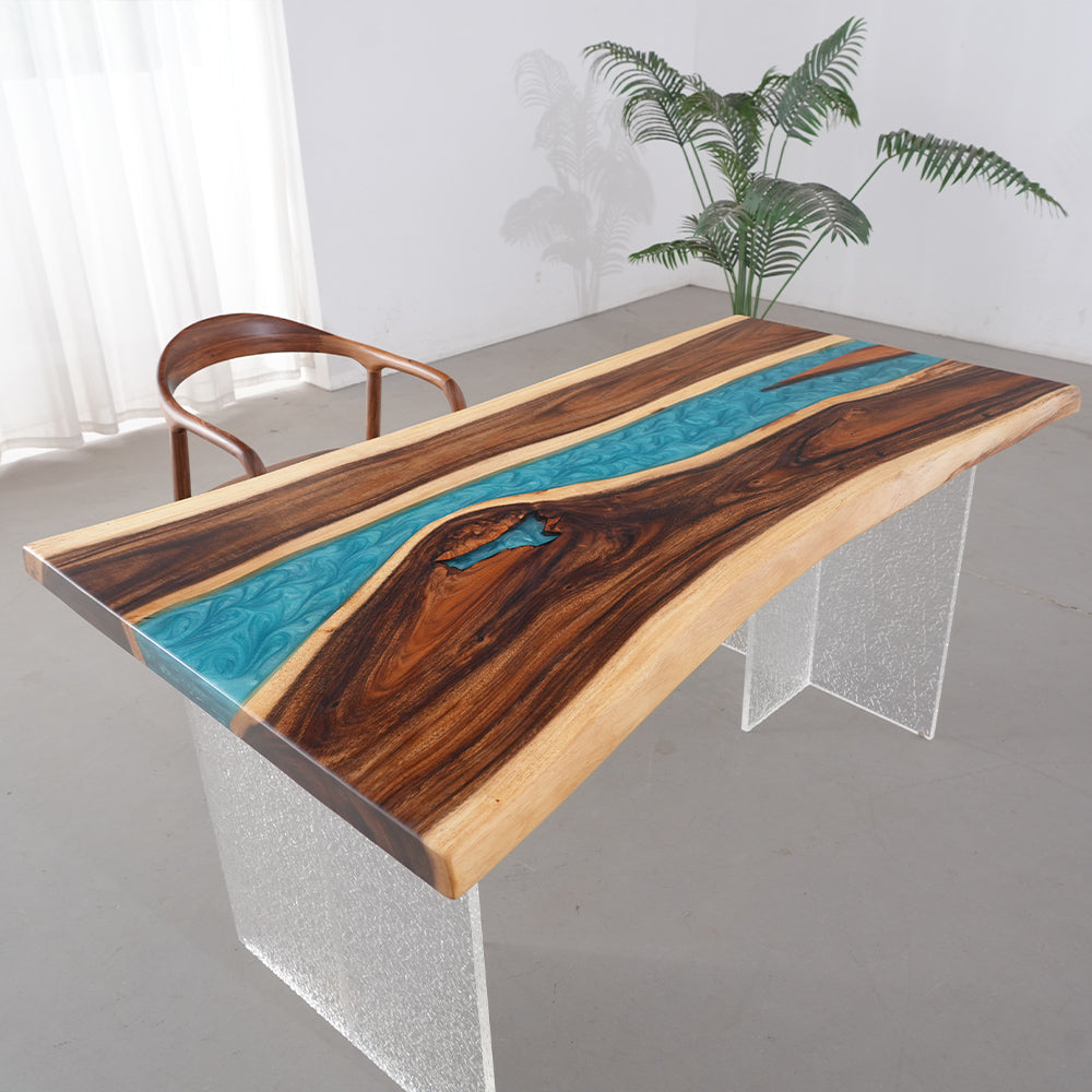 KAZANAHOME Walnut Epoxy Table 