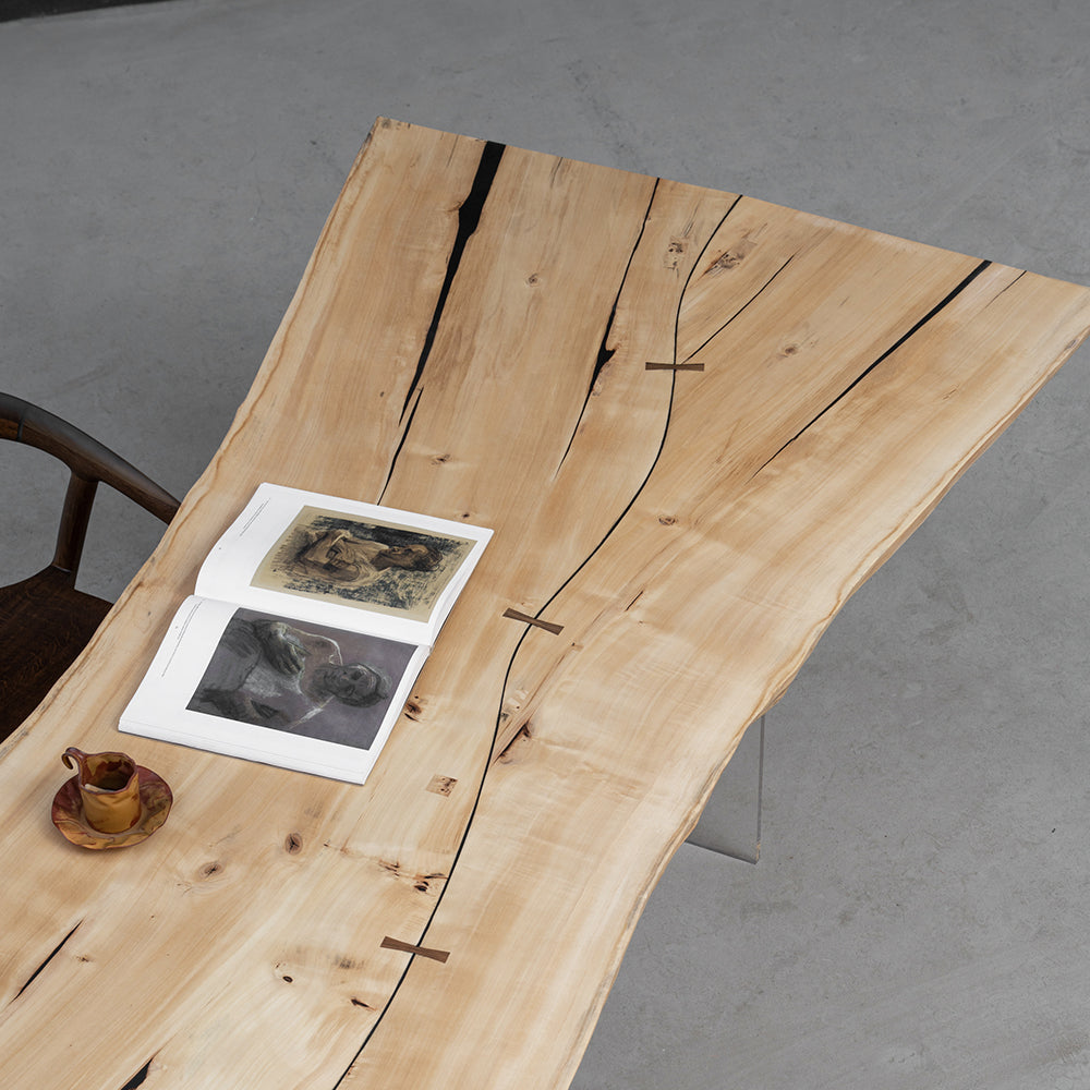 Poplar Solid Wood Slab Table 